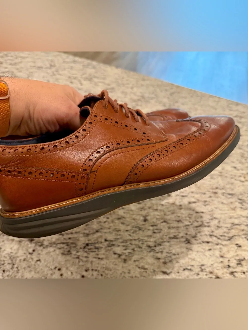 Cole Haan Mens Size 10.5 M Grand Evolution Leather Wingtip Oxford Shoes Brown